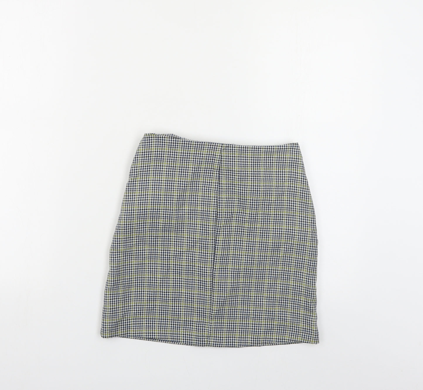 Pull & Bear Womens Blue Plaid Polyester Mini Skirt Size XS Zip