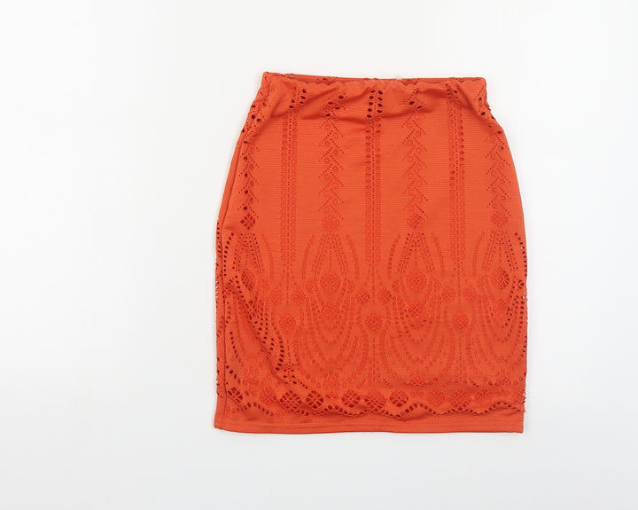 Missguided Womens Orange Polyester Mini Skirt Size 4