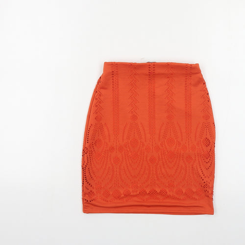 Missguided Womens Orange Polyester Mini Skirt Size 4