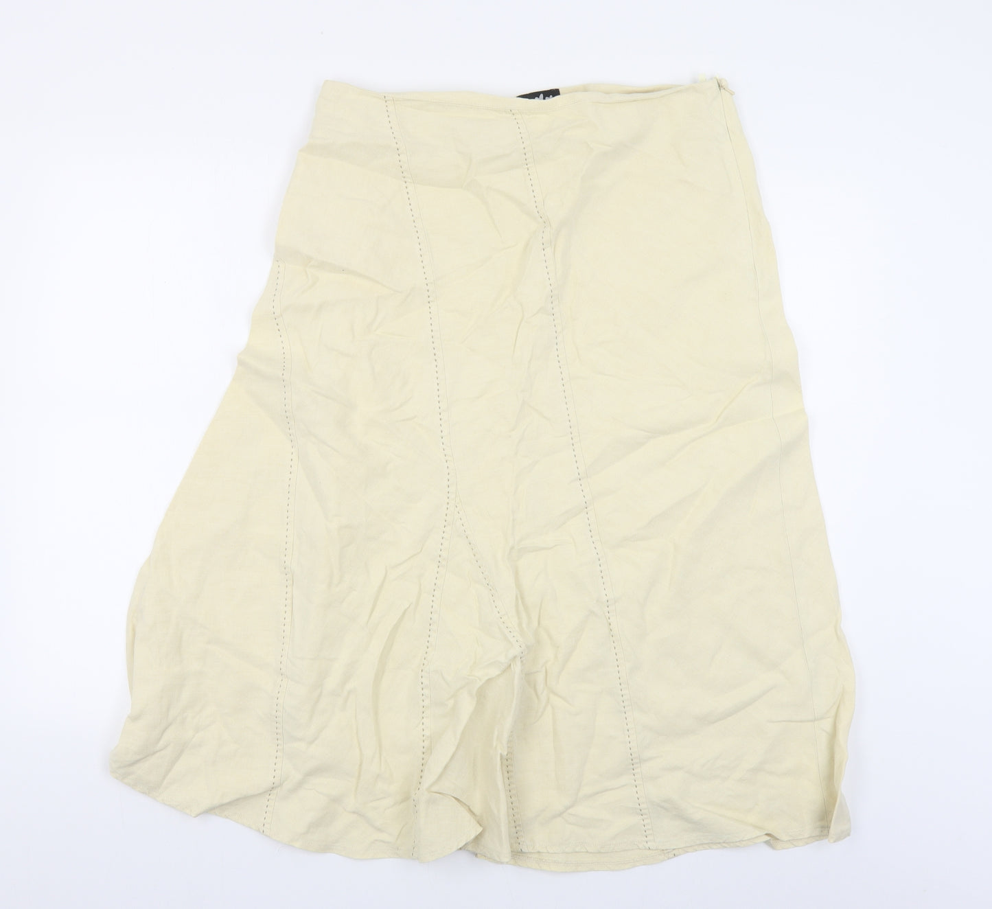 Per Una Womens Beige Cotton A-Line Skirt Size 14 Zip
