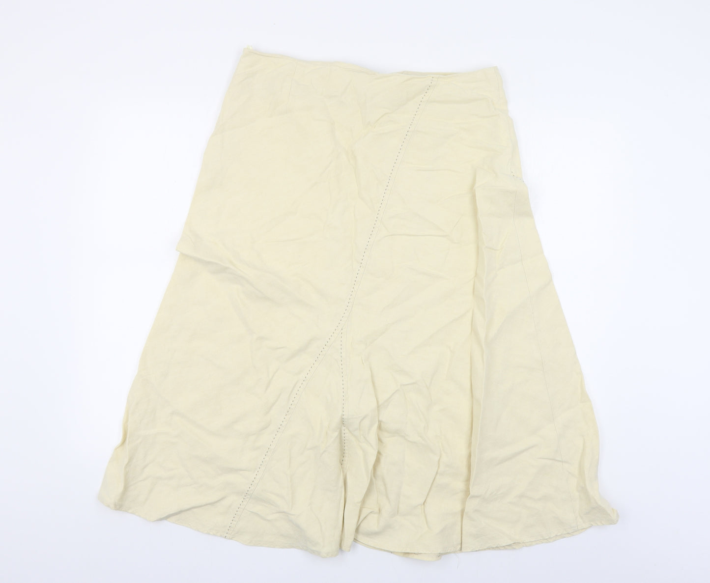 Per Una Womens Beige Cotton A-Line Skirt Size 14 Zip