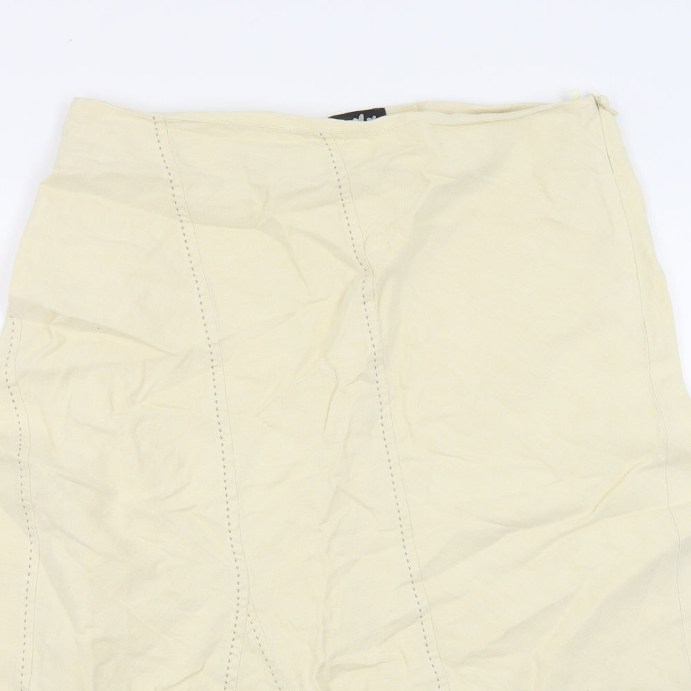 Per Una Womens Beige Cotton A-Line Skirt Size 14 Zip