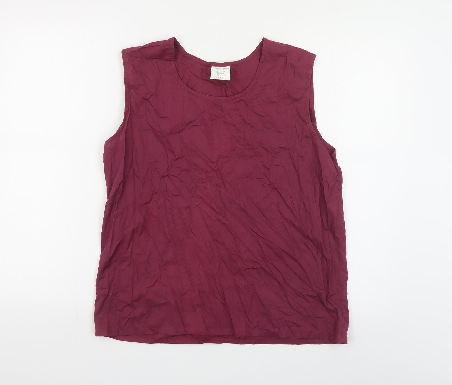 Sensations Womens Purple Cotton Basic Tank Size 16 Round Neck