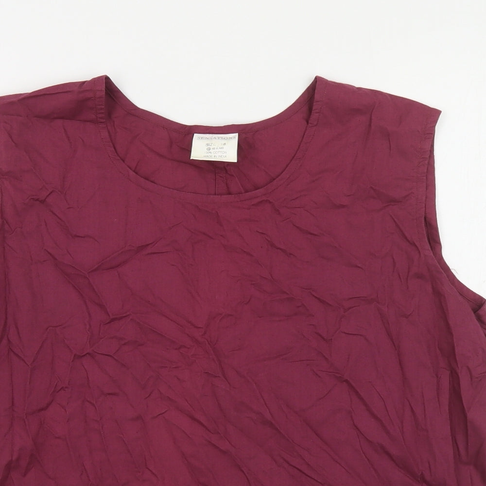 Sensations Womens Purple Cotton Basic Tank Size 16 Round Neck