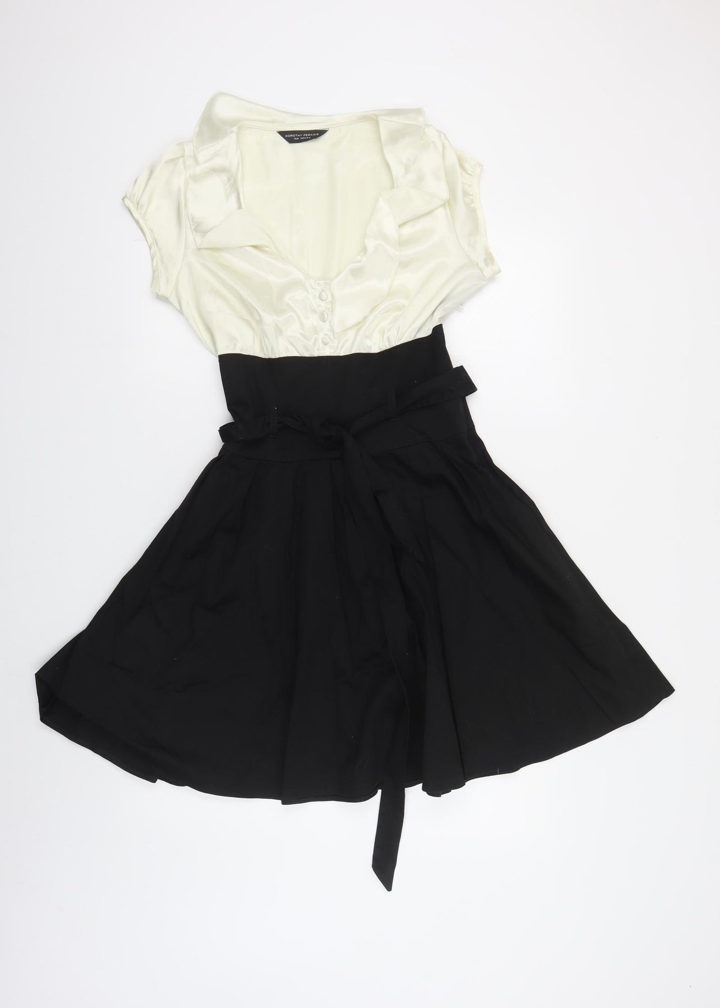 Dorothy Perkins Womens Black Colourblock Polyester Fit & Flare Size 10 Collared Zip