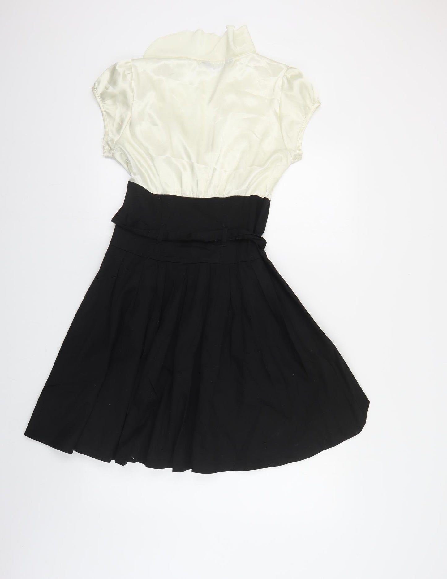 Dorothy Perkins Womens Black Colourblock Polyester Fit & Flare Size 10 Collared Zip