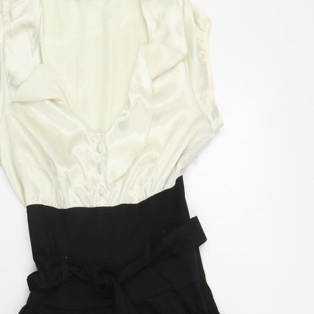 Dorothy Perkins Womens Black Colourblock Polyester Fit & Flare Size 10 Collared Zip