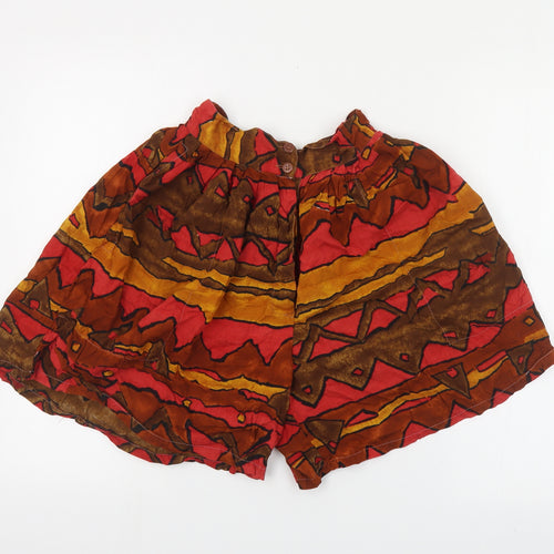Flowers Womens Multicoloured Geometric Viscose Bermuda Shorts Size 10 L5 in Regular Button