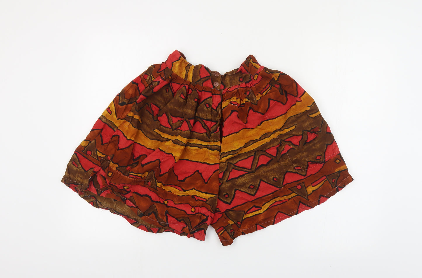 Flowers Womens Multicoloured Geometric Viscose Bermuda Shorts Size 10 L5 in Regular Button