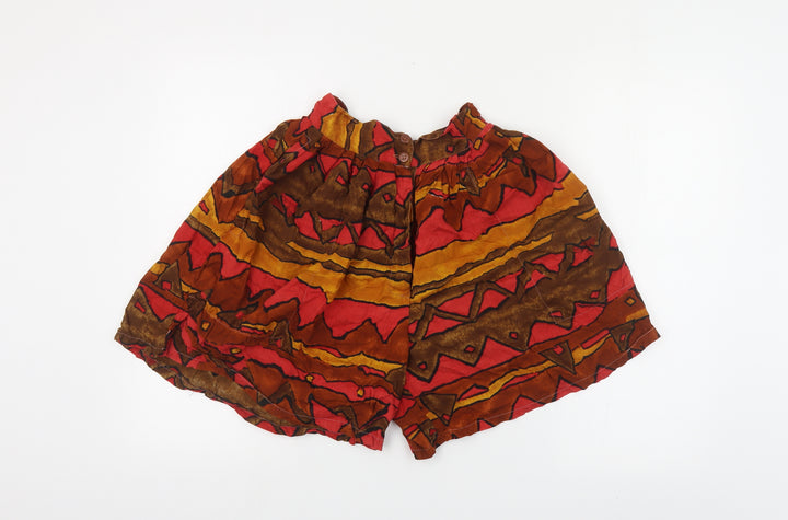 Flowers Womens Multicoloured Geometric Viscose Bermuda Shorts Size 10 L5 in Regular Button