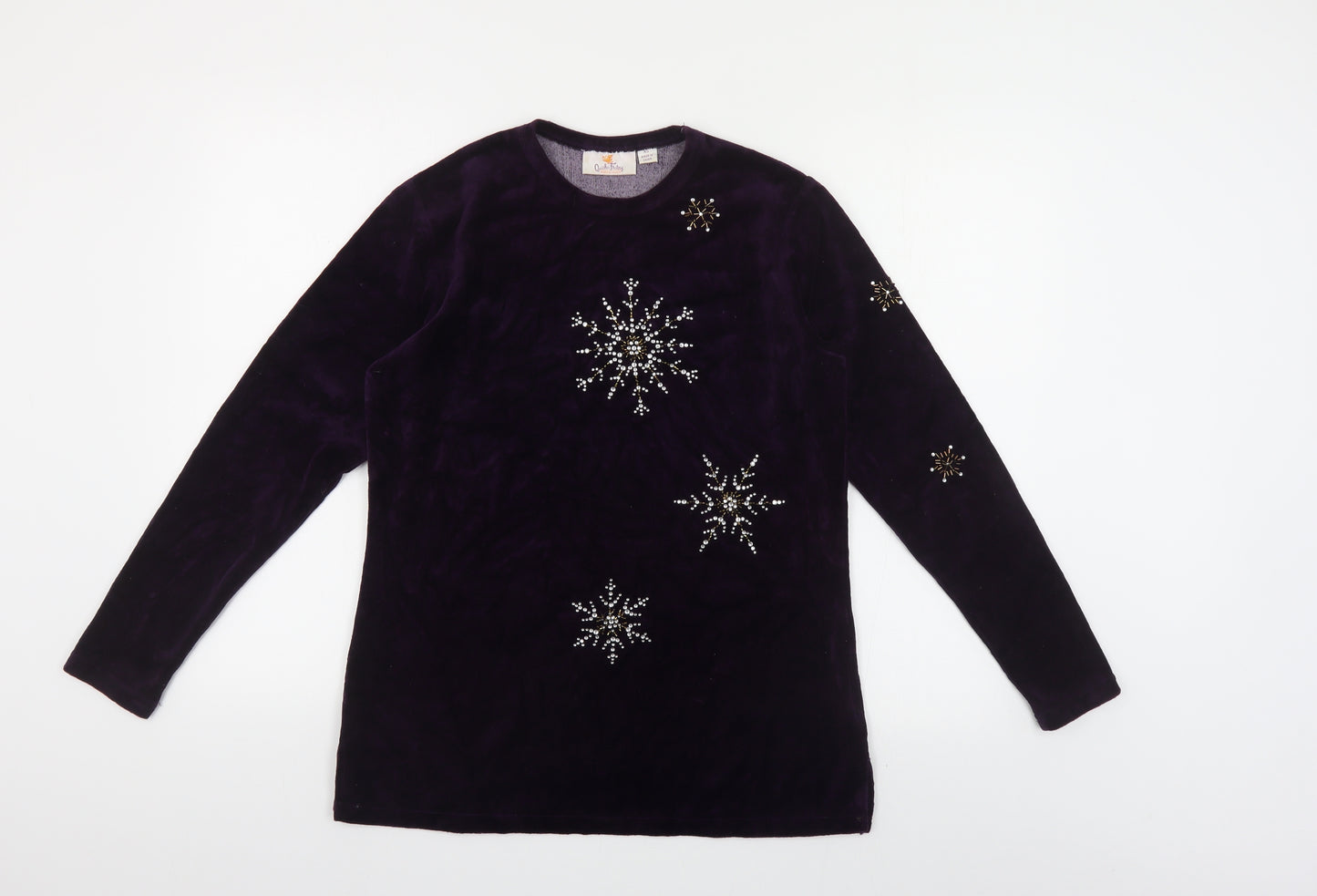 Quacker Factory Womens Purple Cotton Pullover Sweatshirt Size XS Pullover - Snowflakes