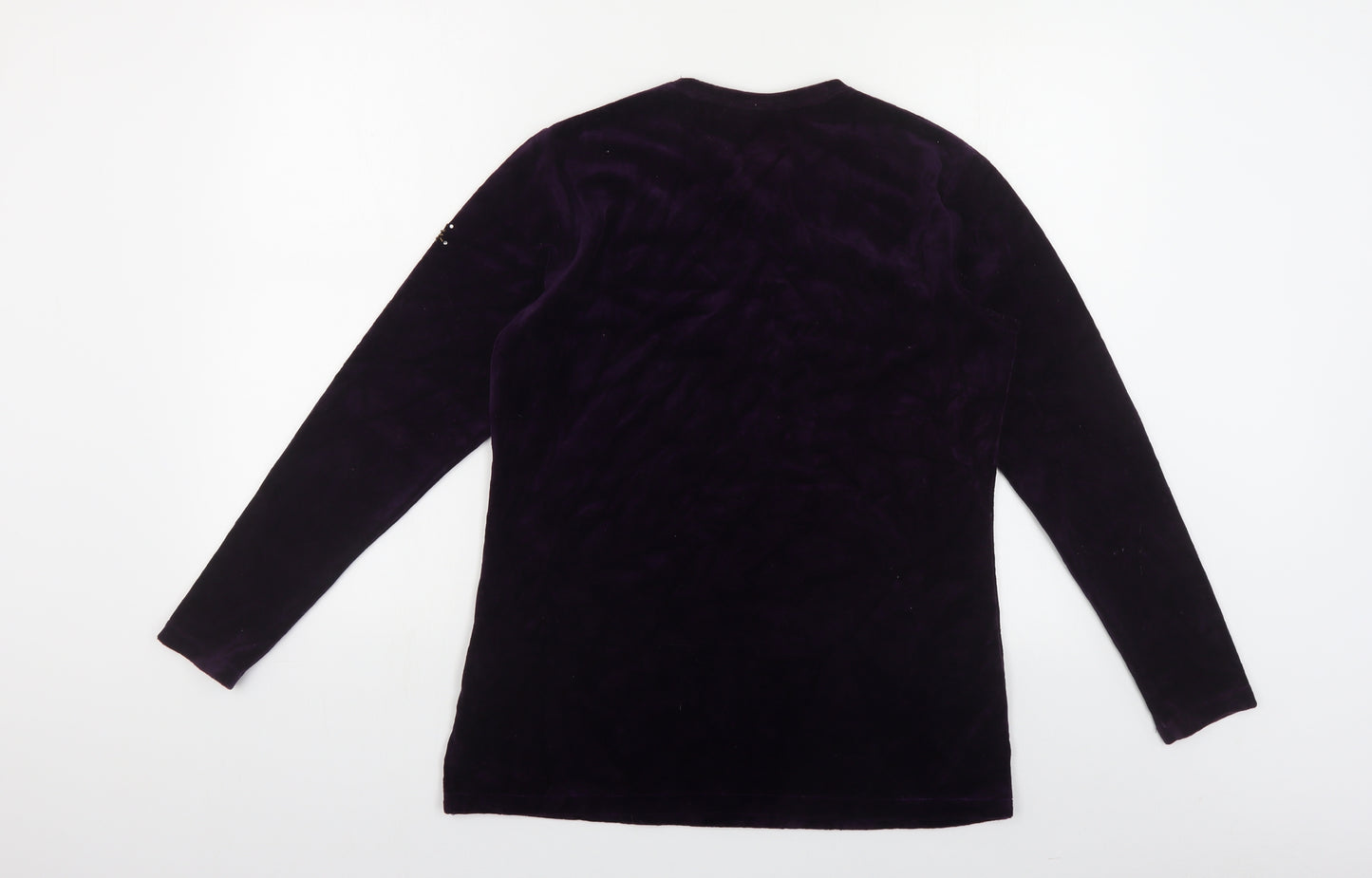 Quacker Factory Womens Purple Cotton Pullover Sweatshirt Size XS Pullover - Snowflakes
