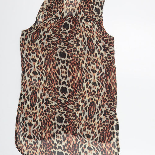 New Look Womens Multicoloured Animal Print Polyester Tunic Button-Up Size 8 Collared
