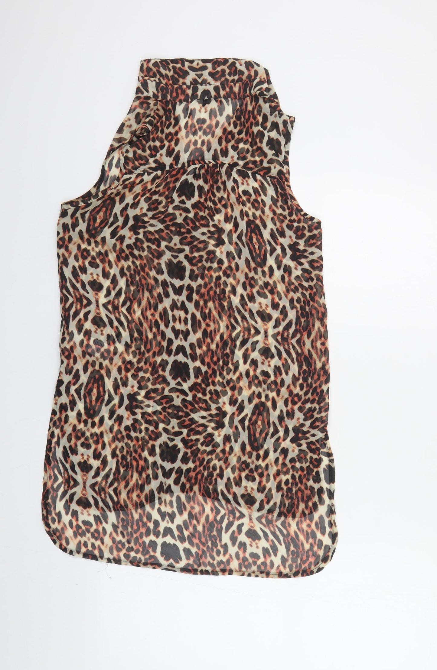 New Look Womens Multicoloured Animal Print Polyester Tunic Button-Up Size 8 Collared