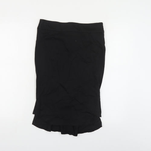 Topshop Womens Black Cotton Trumpet Skirt Size 12 Zip