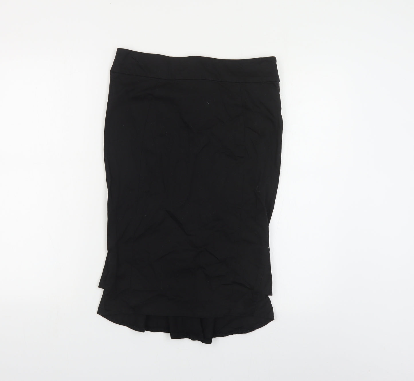 Topshop Womens Black Cotton Trumpet Skirt Size 12 Zip