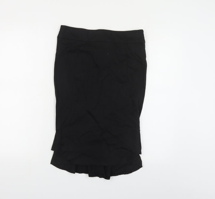 Topshop Womens Black Cotton Trumpet Skirt Size 12 Zip