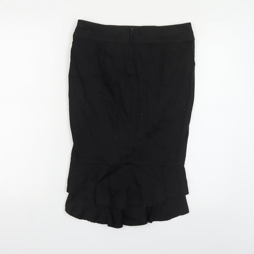 Topshop Womens Black Cotton Trumpet Skirt Size 12 Zip
