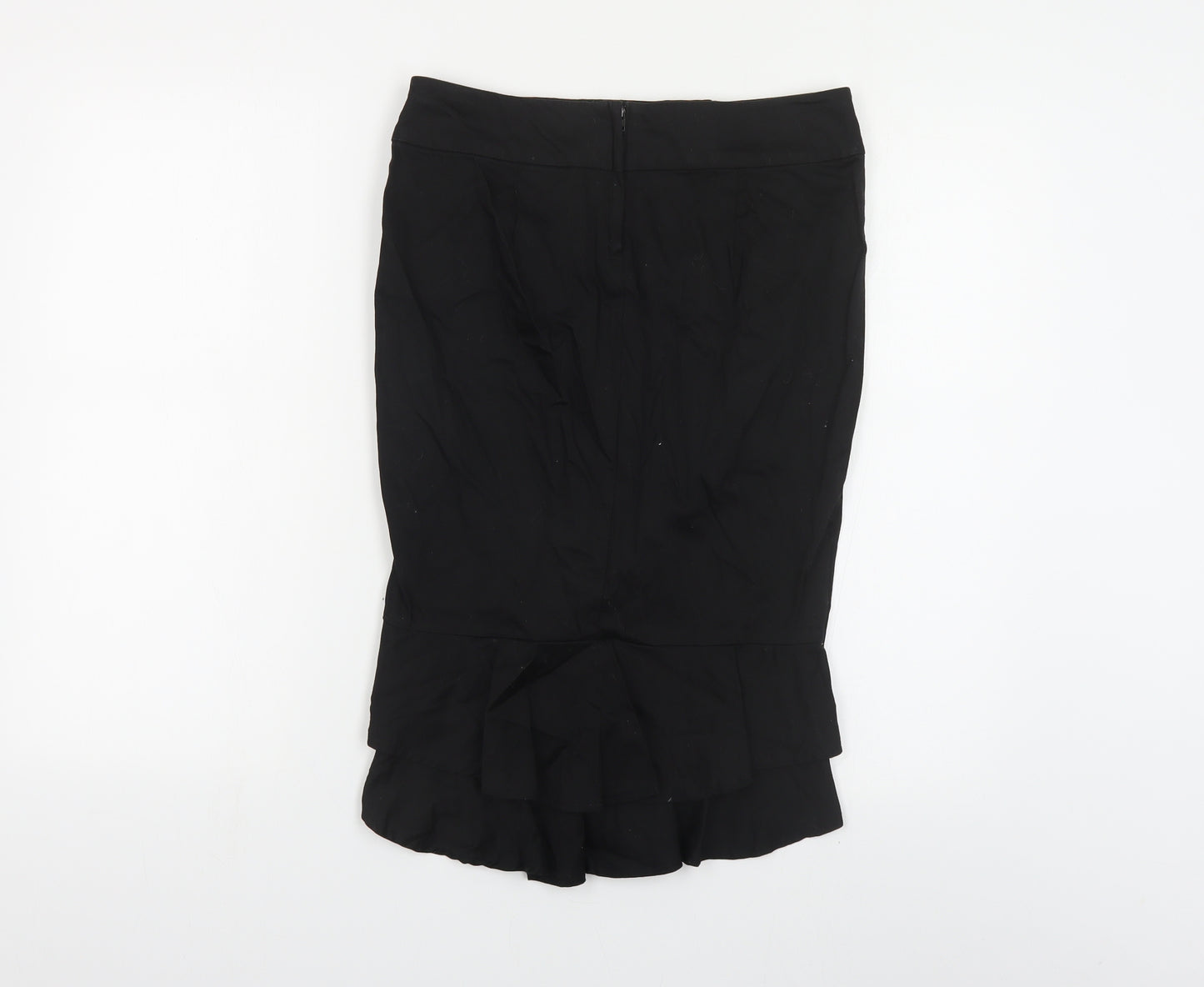 Topshop Womens Black Cotton Trumpet Skirt Size 12 Zip