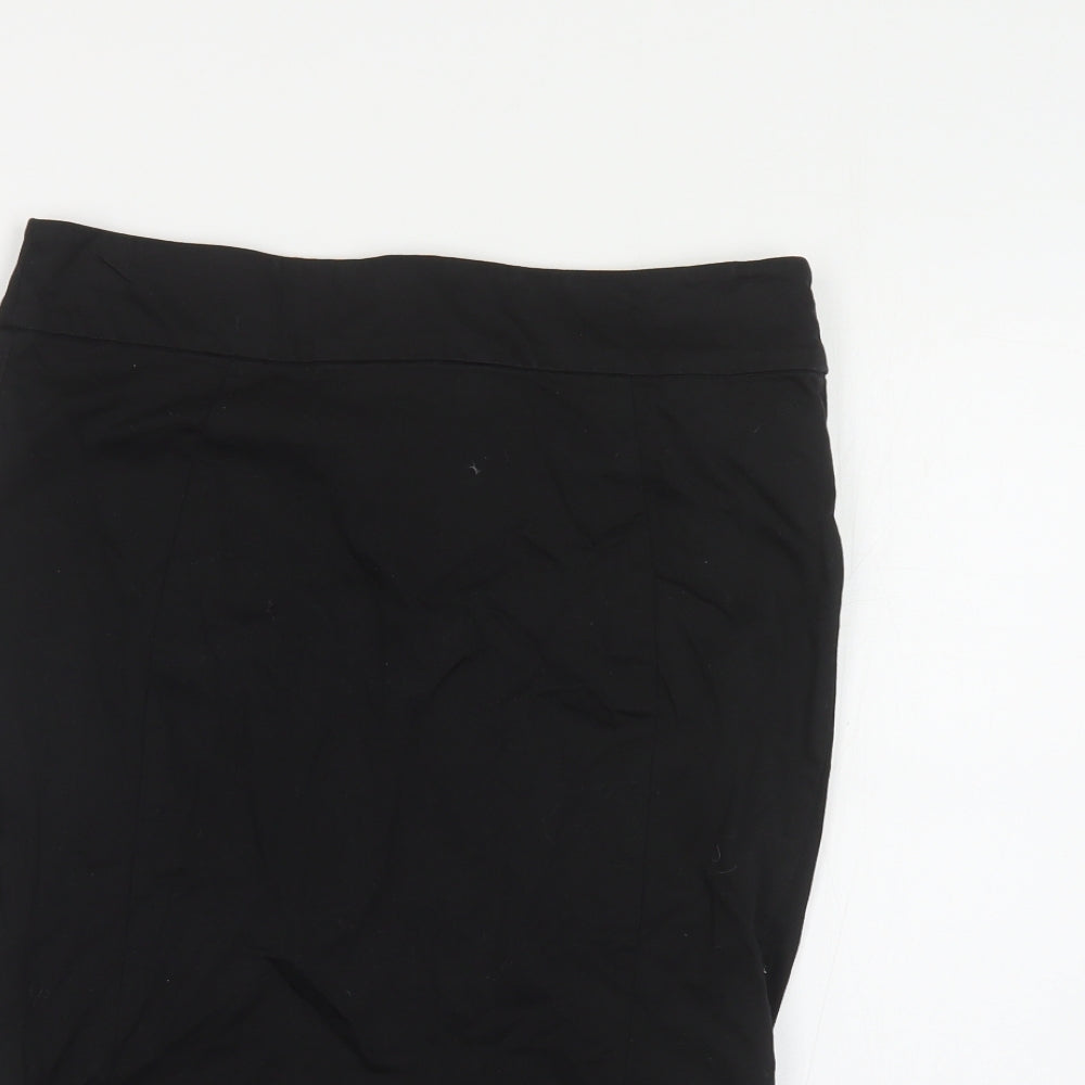 Topshop Womens Black Cotton Trumpet Skirt Size 12 Zip