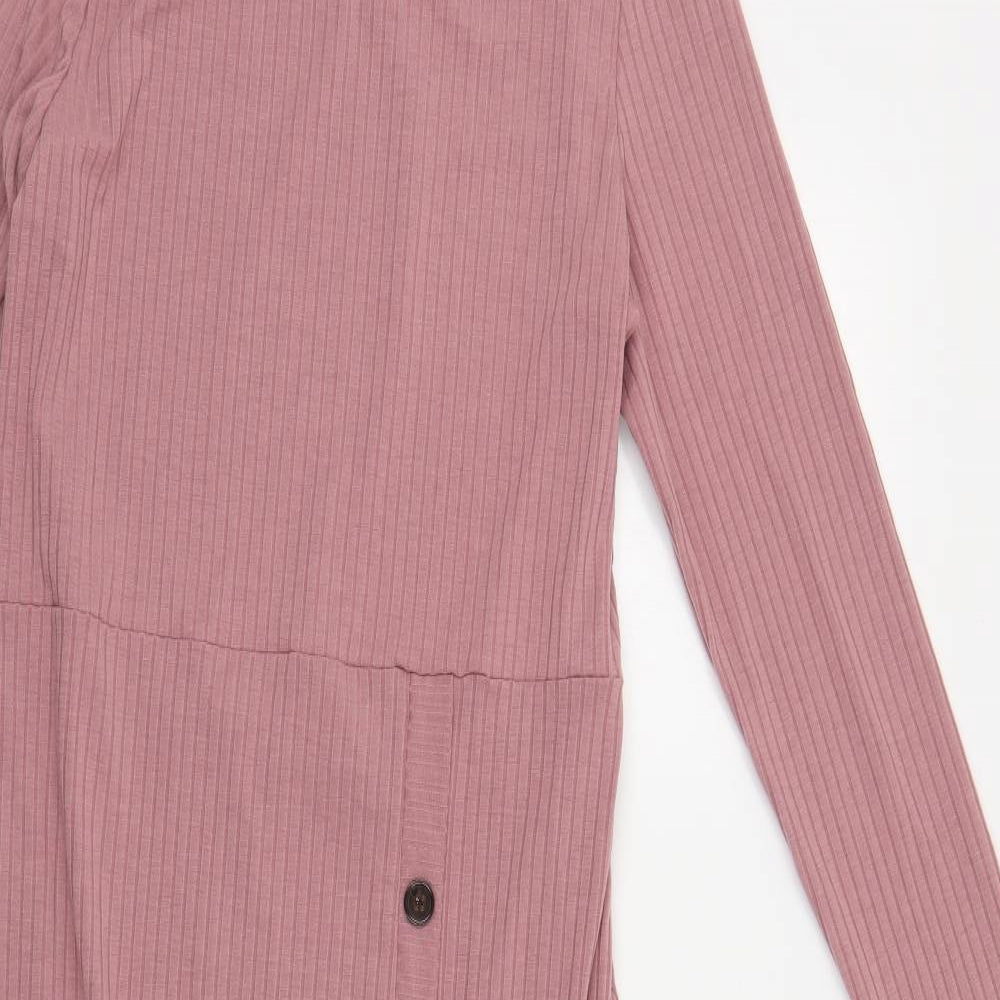 George Womens Pink Polyester T-Shirt Dress Size 16 Crew Neck Pullover - Ribbed