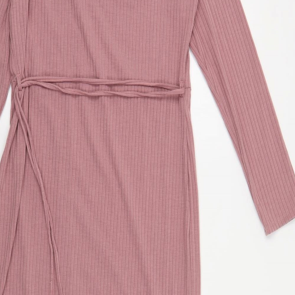 George Womens Pink Polyester T-Shirt Dress Size 16 Crew Neck Pullover - Ribbed