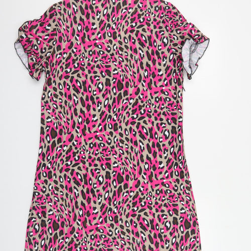 Emery Rose Womens Multicoloured Animal Print Polyester A-Line Size M V-Neck Pullover - Leopard Print