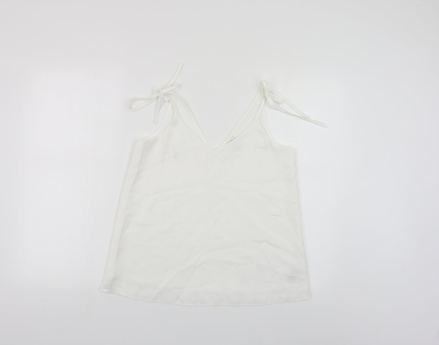 River Island Womens White Polyester Camisole Blouse Size 8 V-Neck