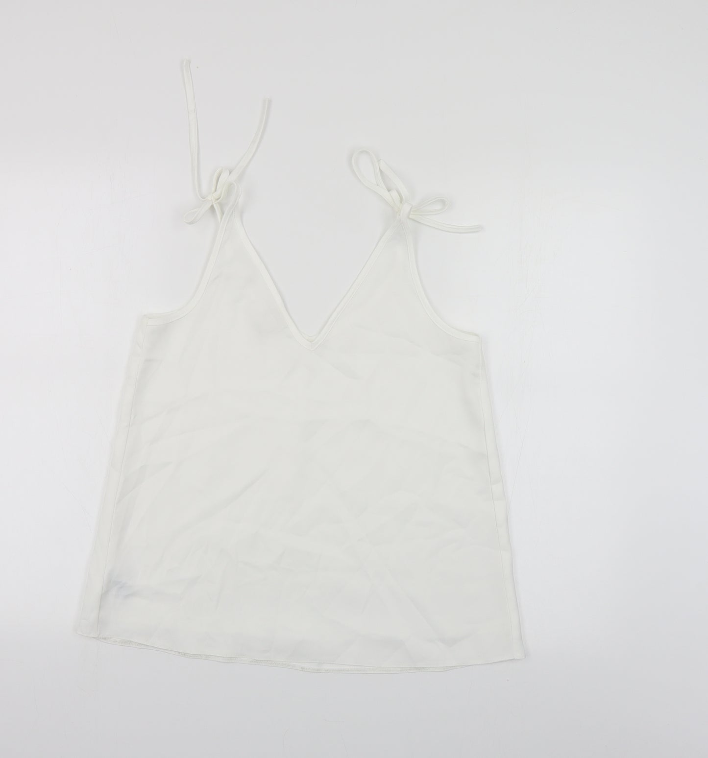 River Island Womens White Polyester Camisole Blouse Size 8 V-Neck