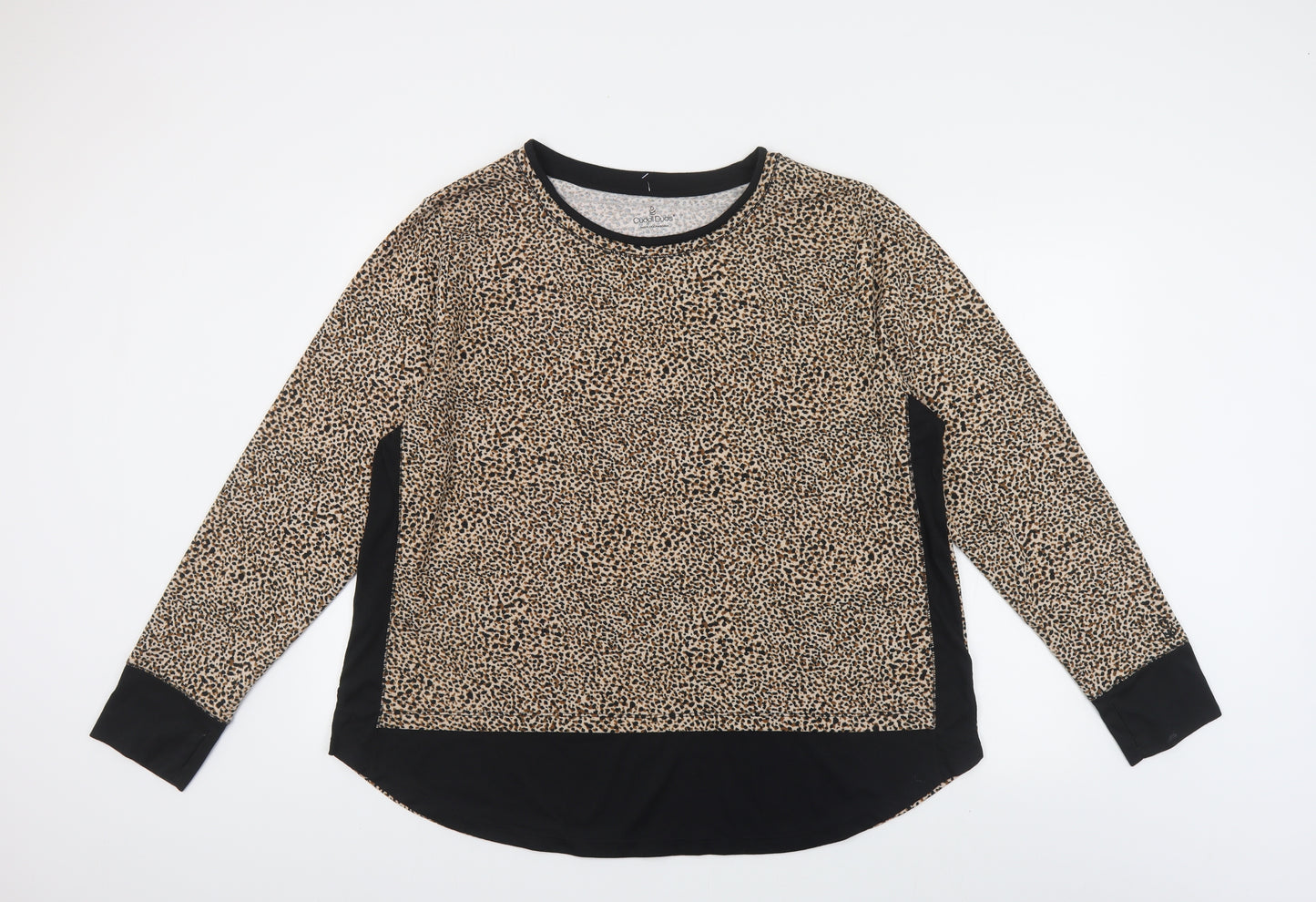 Cuddl Duds Womens Beige Animal Print Polyester Pullover Sweatshirt Size 2XL Pullover