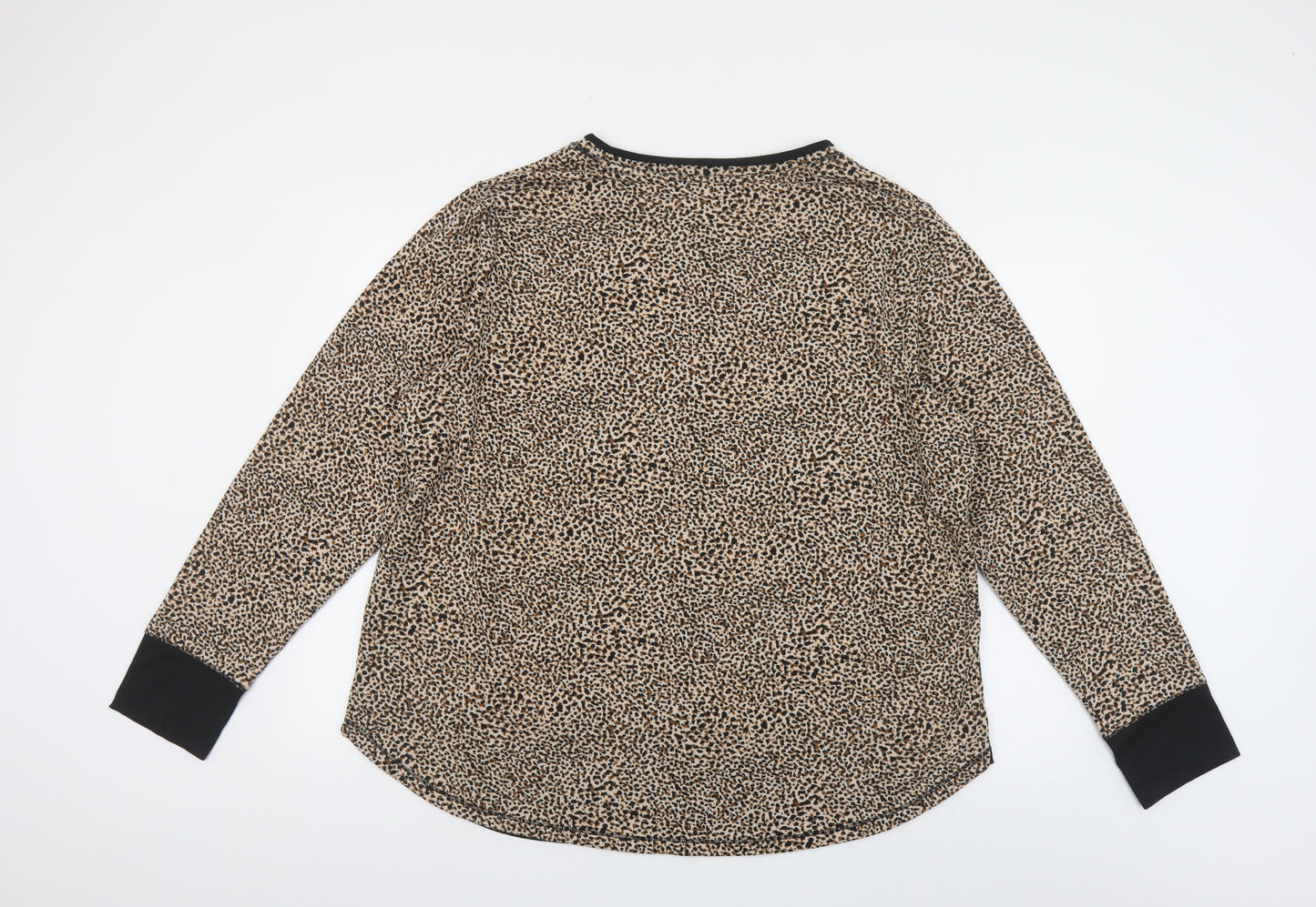 Cuddl Duds Womens Beige Animal Print Polyester Pullover Sweatshirt Size 2XL Pullover