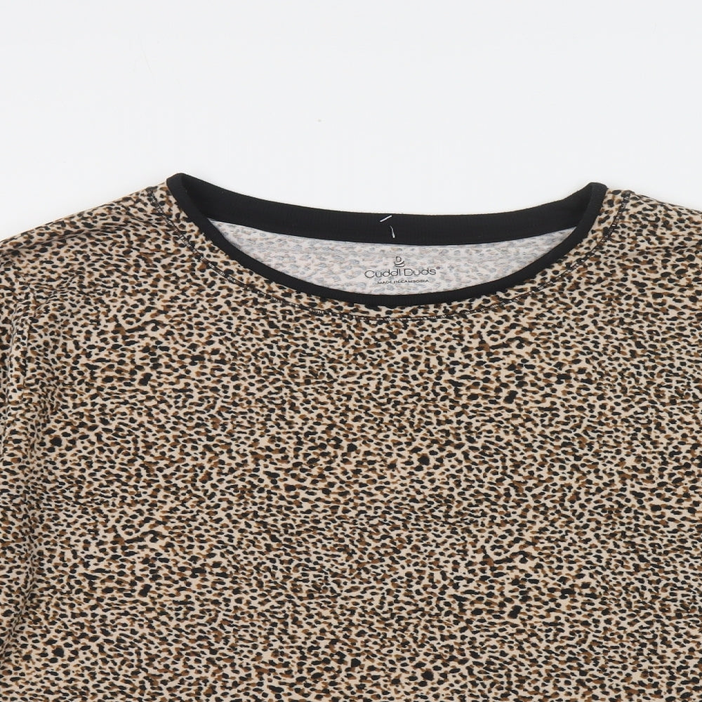 Cuddl Duds Womens Beige Animal Print Polyester Pullover Sweatshirt Size 2XL Pullover