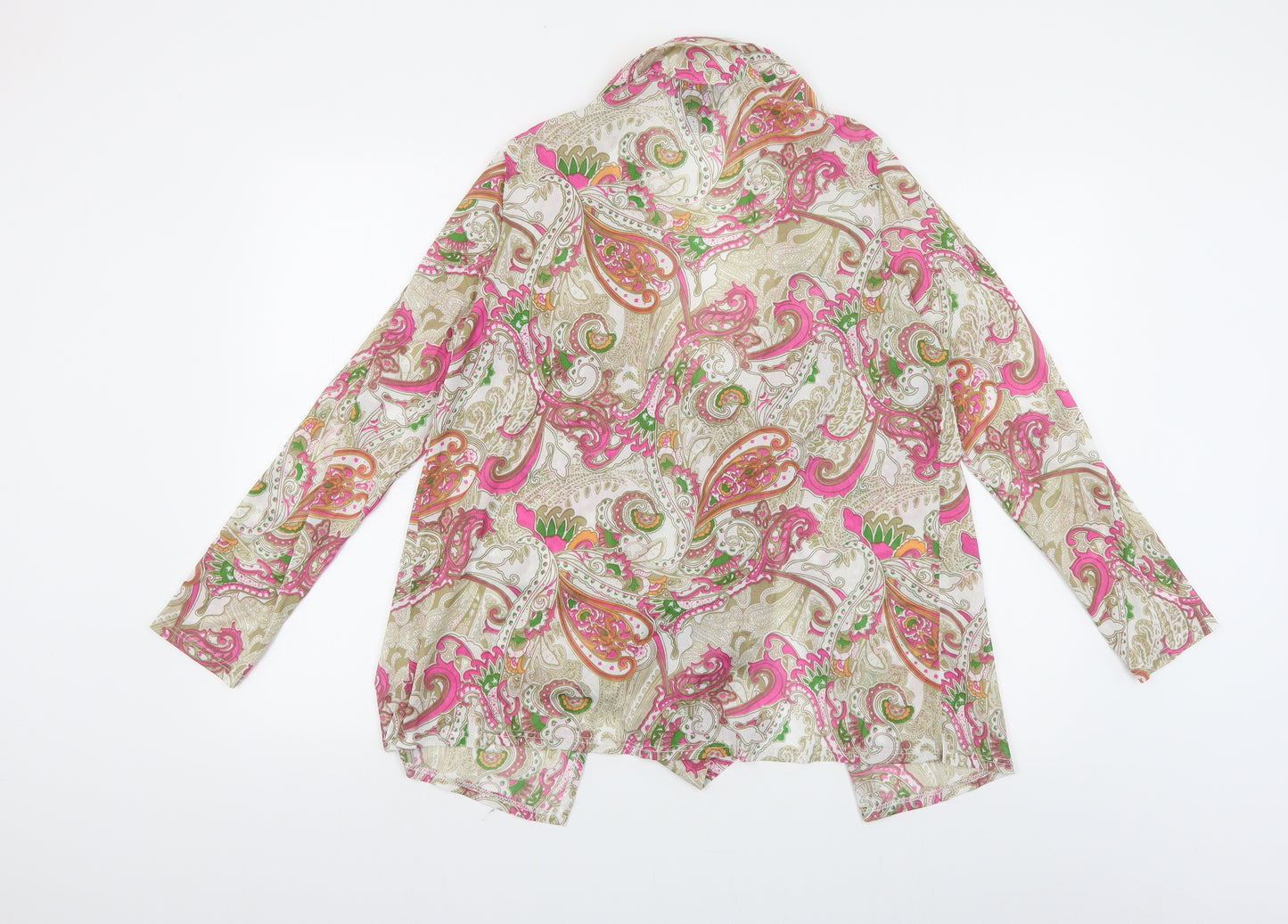 Attitudes by Renee Womens Multicoloured Paisley Polyester Kimono Button-Up Size M Collared