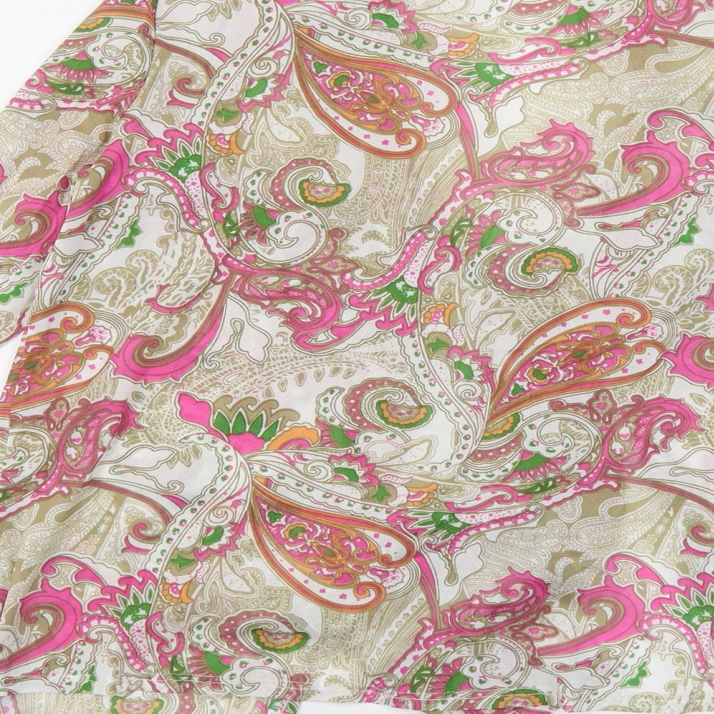 Attitudes by Renee Womens Multicoloured Paisley Polyester Kimono Button-Up Size M Collared