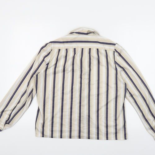 Butte Knit Womens Beige Striped Polyester Basic Button-Up Size 16 Collared