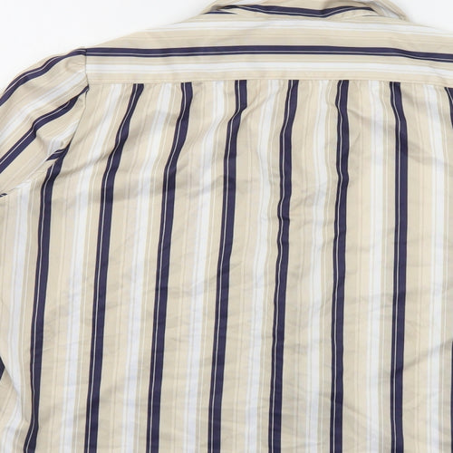 Butte Knit Womens Beige Striped Polyester Basic Button-Up Size 16 Collared