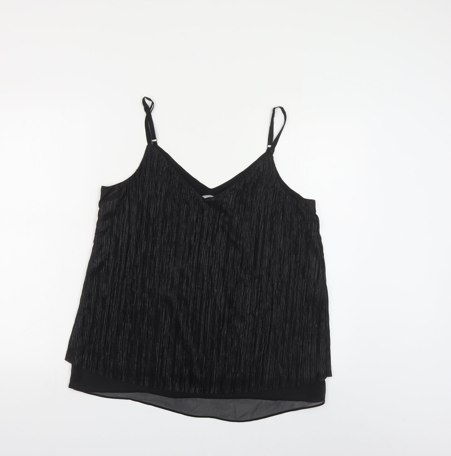 George Womens Black Polyester Camisole Blouse Size 12 V-Neck