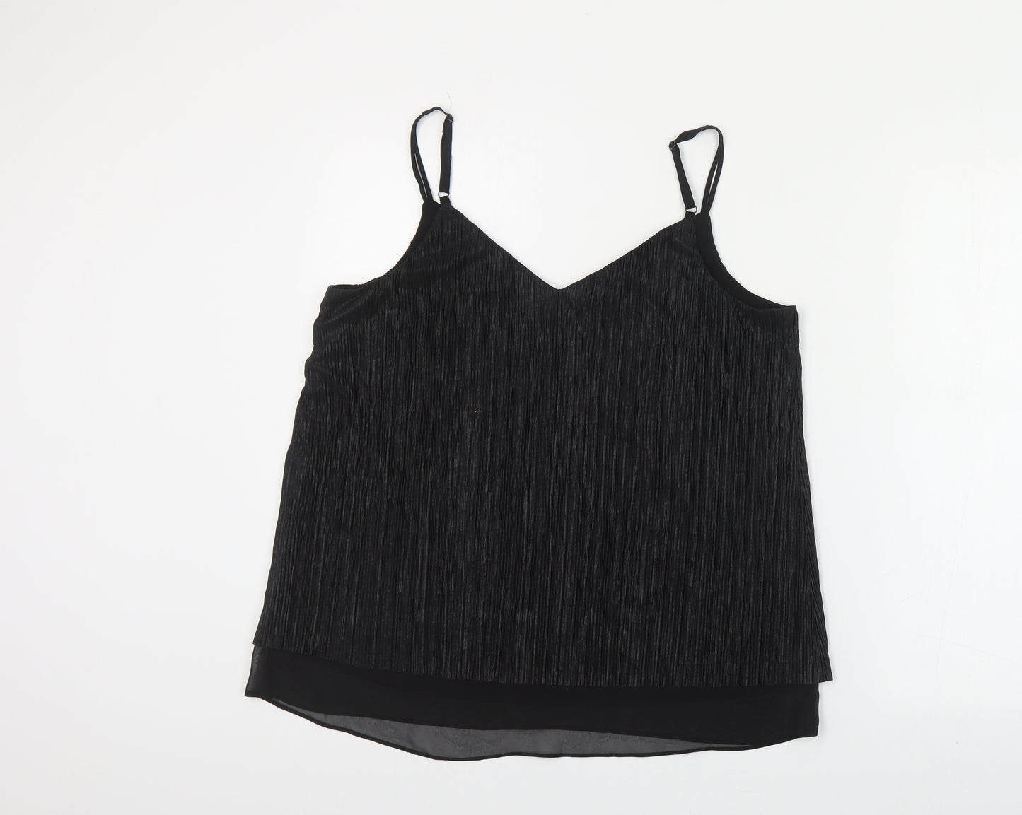 George Womens Black Polyester Camisole Blouse Size 12 V-Neck