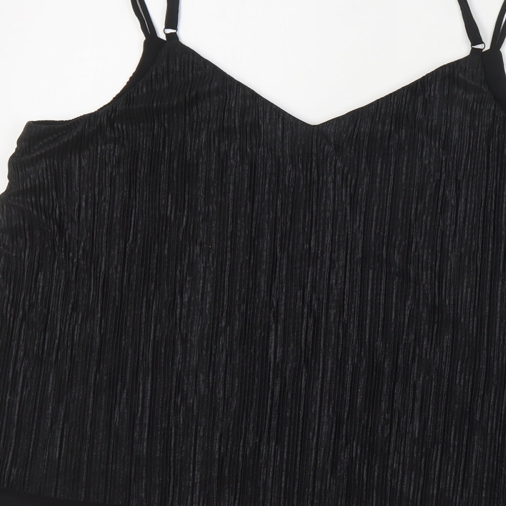 George Womens Black Polyester Camisole Blouse Size 12 V-Neck