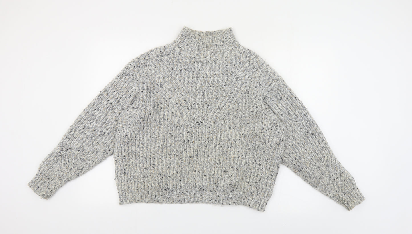 Marks and Spencer Womens Grey High Neck Polyester Pullover Jumper Size S