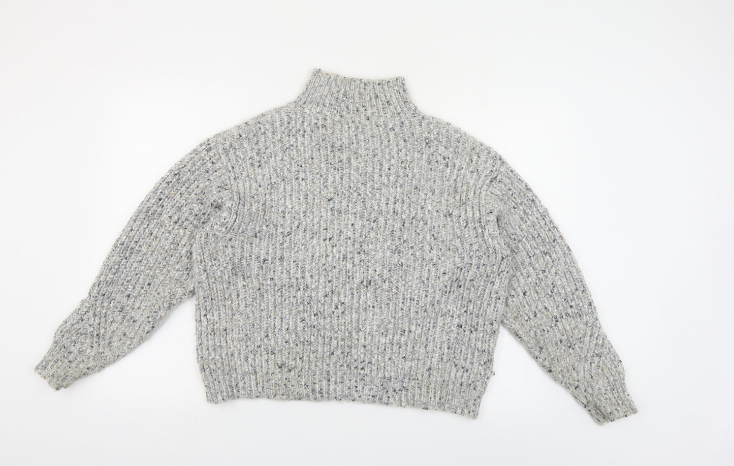 Marks and Spencer Womens Grey High Neck Polyester Pullover Jumper Size S