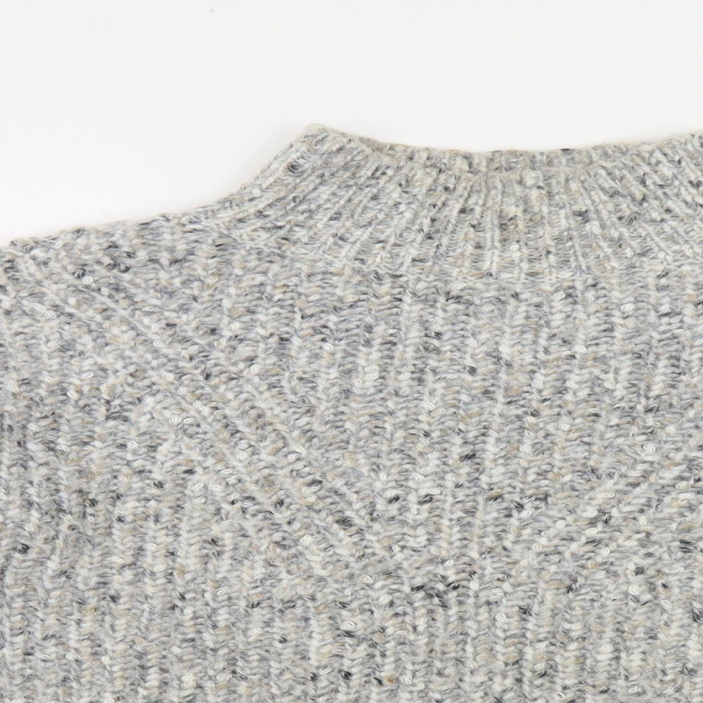 Marks and Spencer Womens Grey High Neck Polyester Pullover Jumper Size S