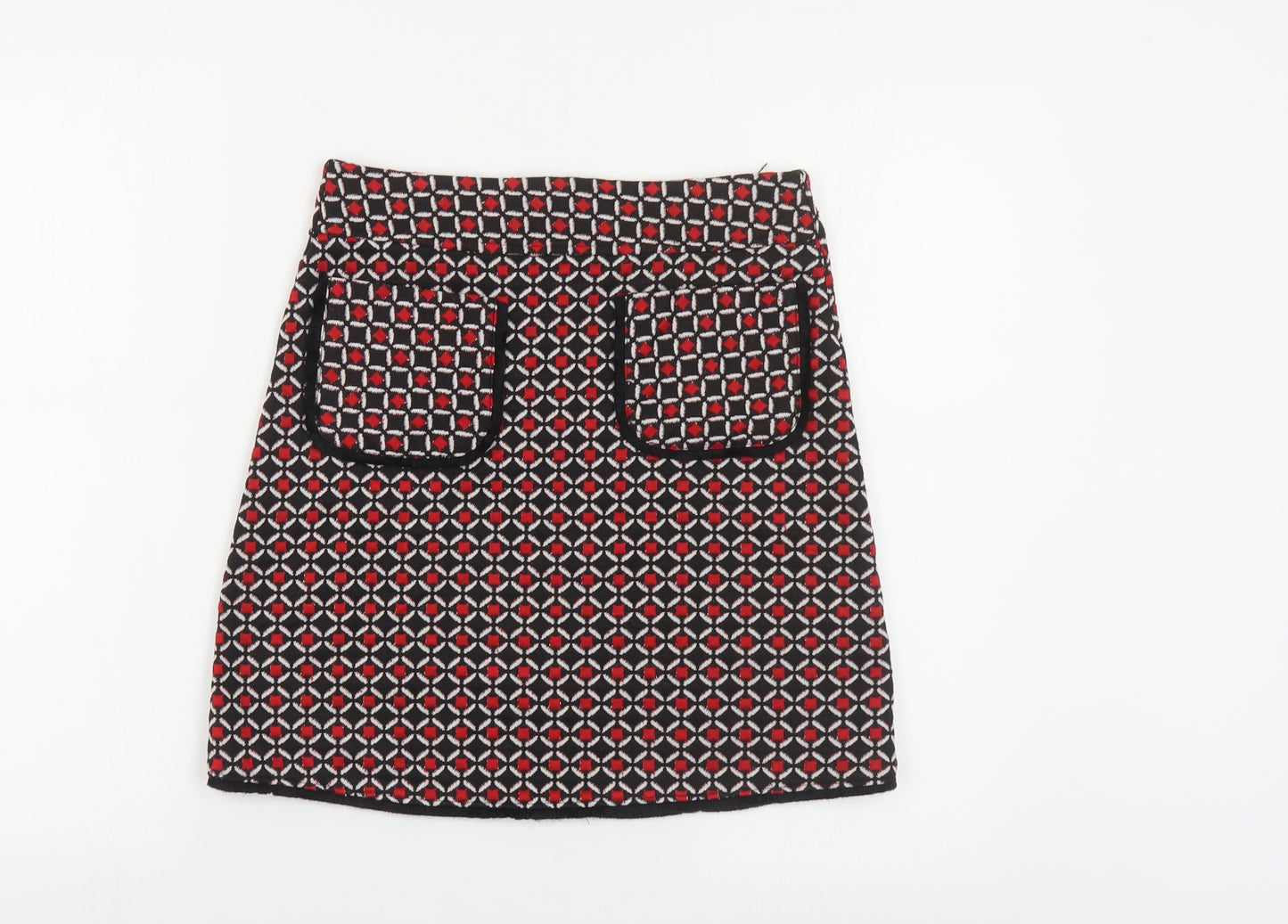 Dorothy Perkins Womens Black Geometric Polyester Mini Skirt Size 8 Zip