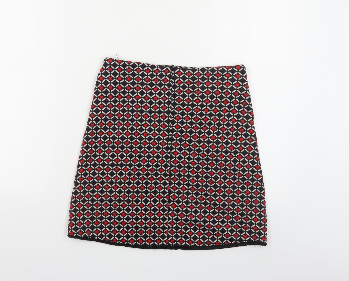 Dorothy Perkins Womens Black Geometric Polyester Mini Skirt Size 8 Zip