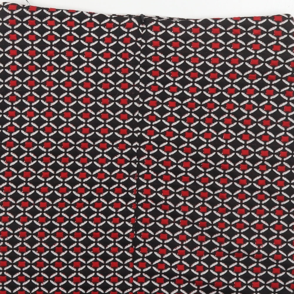 Dorothy Perkins Womens Black Geometric Polyester Mini Skirt Size 8 Zip