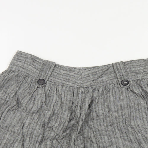 River Island Womens Grey Herringbone Linen A-Line Skirt Size 6 Zip