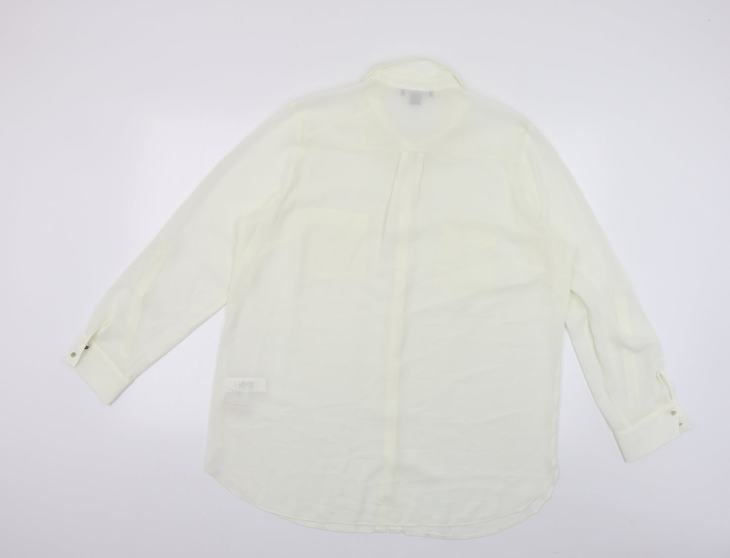 Primark Womens Ivory Polyester Basic Button-Up Size 18 Collared
