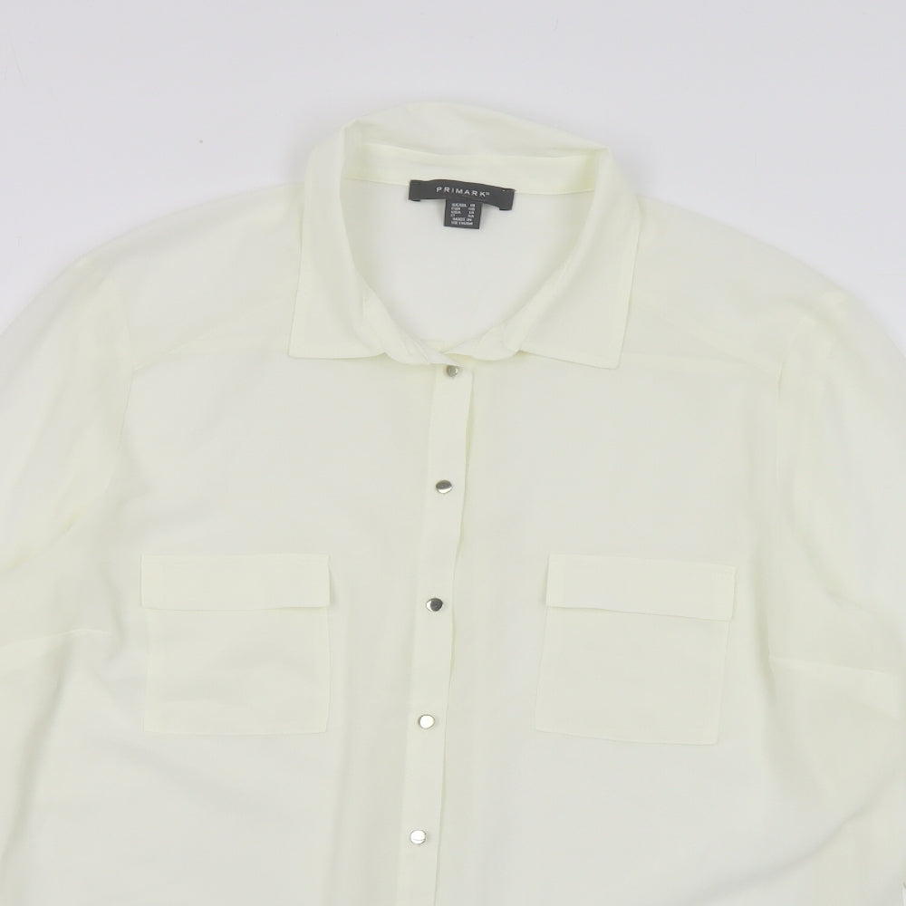 Primark Womens Ivory Polyester Basic Button-Up Size 18 Collared