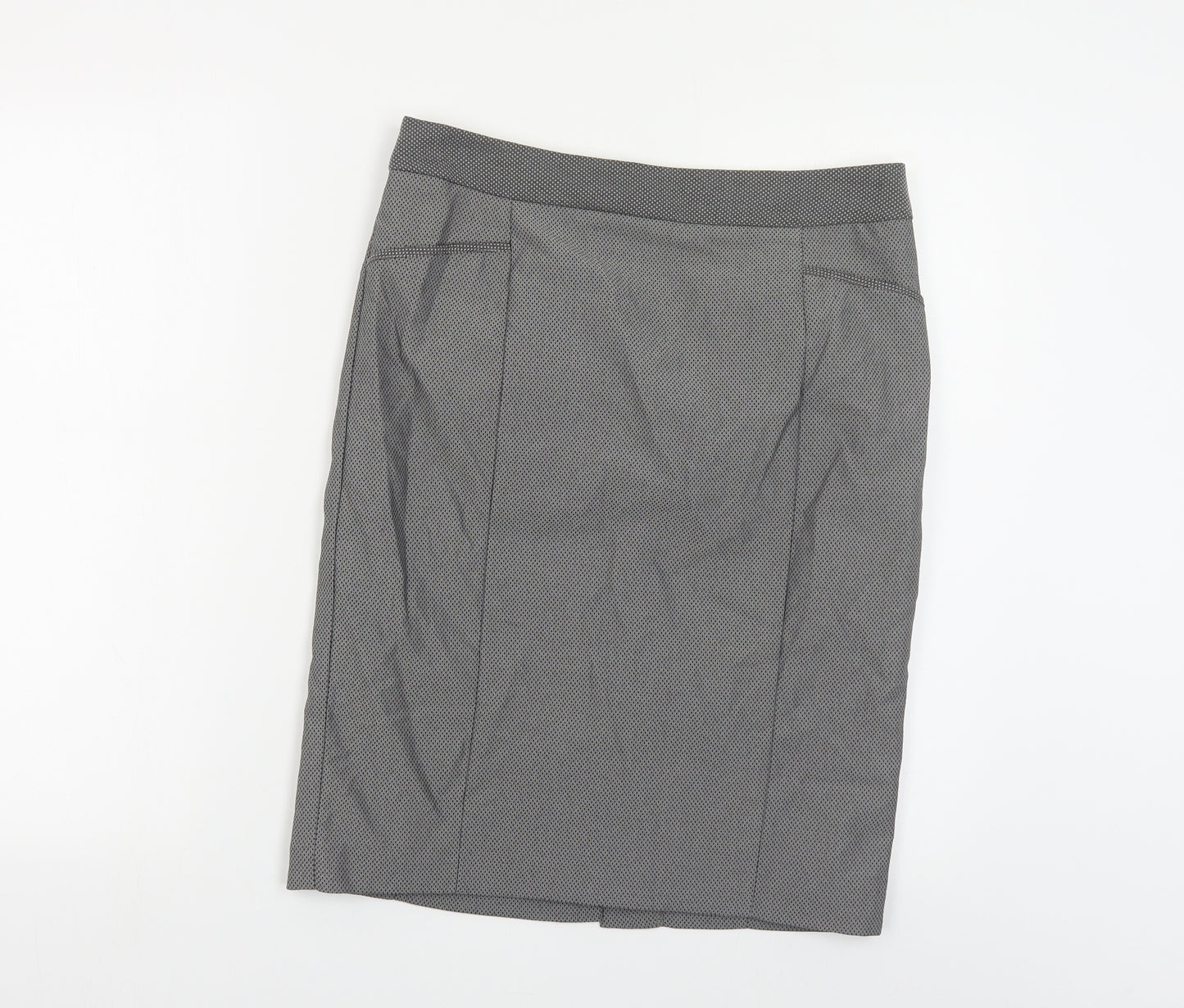 NEXT Womens Grey Geometric Polyester Straight & Pencil Skirt Size 10 Zip