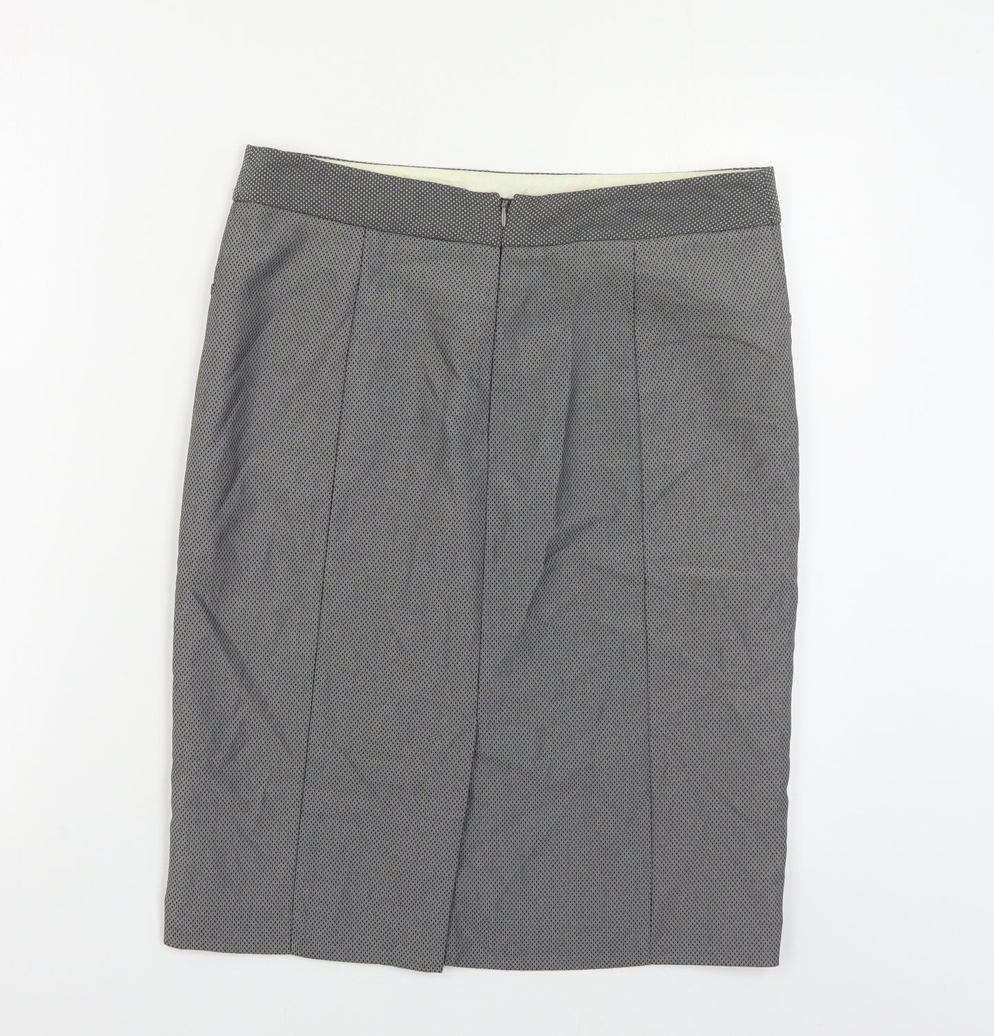 NEXT Womens Grey Geometric Polyester Straight & Pencil Skirt Size 10 Zip